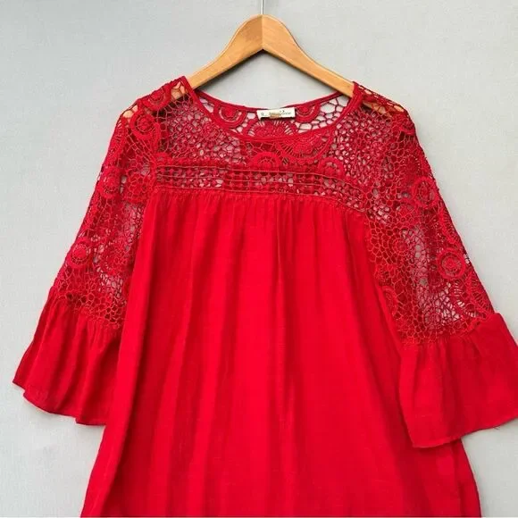 🎉5 for $45🎉 Indigo rose red top blouse shirt size M lace - Picture 2 of 9